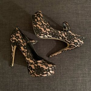 Floral Lace Mary Janes Stilettos